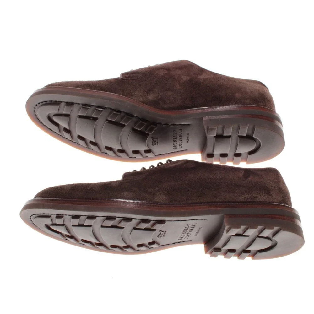 Brunello Cucinelli NWB Derby Dress Shoes Size 43 (US 10) in Brown Suede